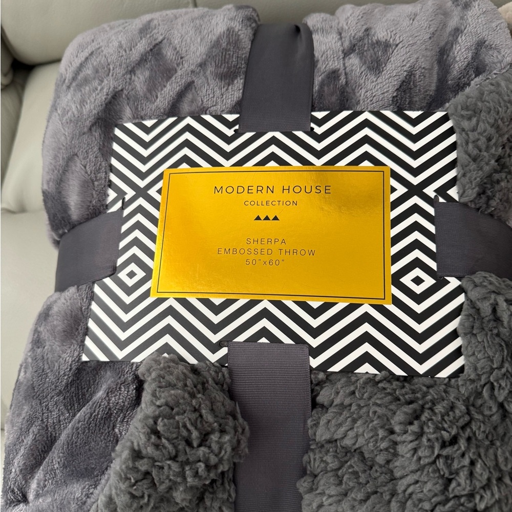Plush Throw Blanket Set - Gray, NWT